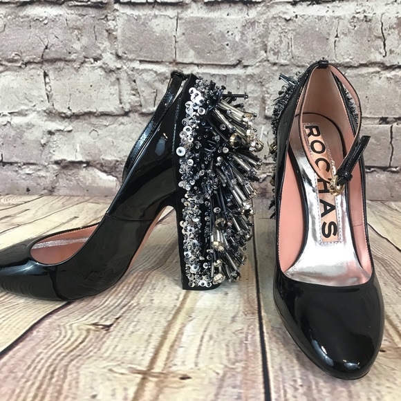 ROCHAS Embellished Patent Leather Pump Ankle Strap - Picture 3 of 8